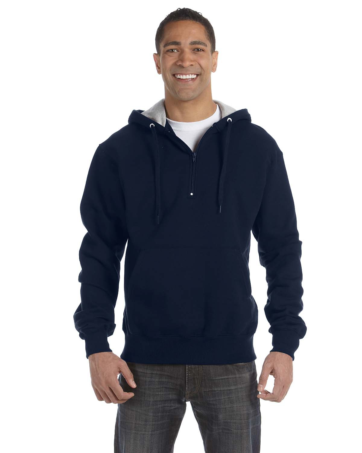 Champion S185 Men for Team 365 Cotton Max 9.7 oz. Quarter-Zip Hood ...