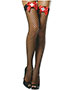 Halloween Costumes UA9511BRD Women Fishnets Thigh High Nurse Stockings Black With Red Bows