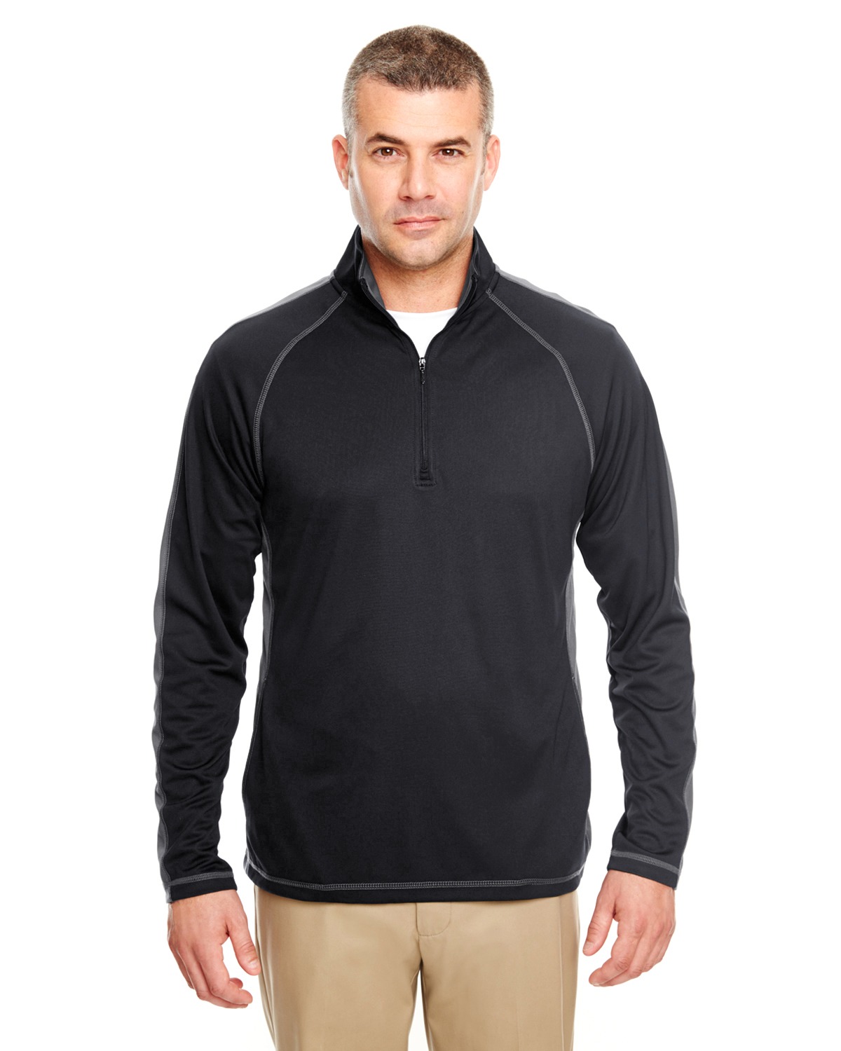 UltraClub 8398 Men Cool & Dry Sport 1/4-Zip Pullover With Side & Sleeve ...