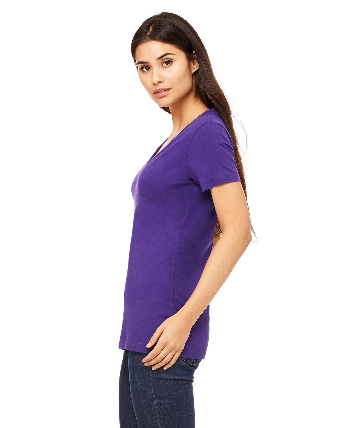 Bella Canvas B6035 Women Jersey Short Sleeve Deep V Neck T Shirt