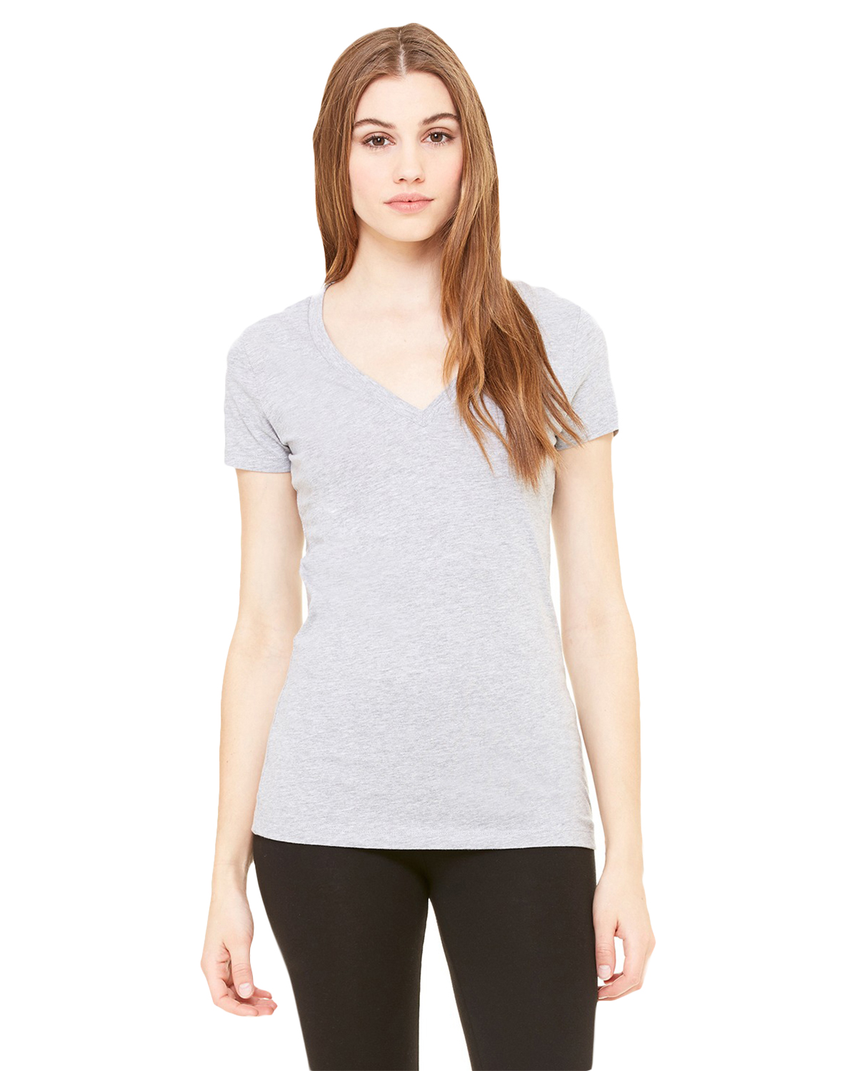 Bella Canvas B6035 Women Jersey Short Sleeve Deep V Neck T Shirt