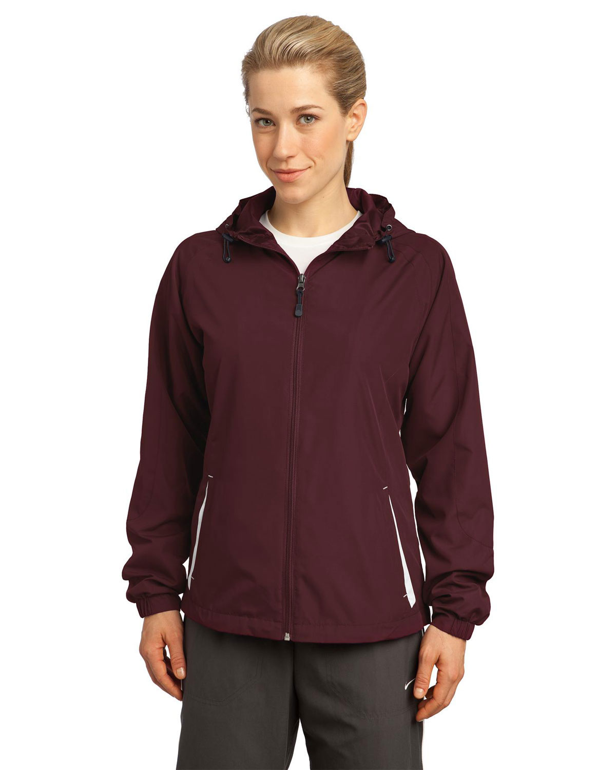SportTek LST76 Women Colorblock Hooded Raglan Jacket