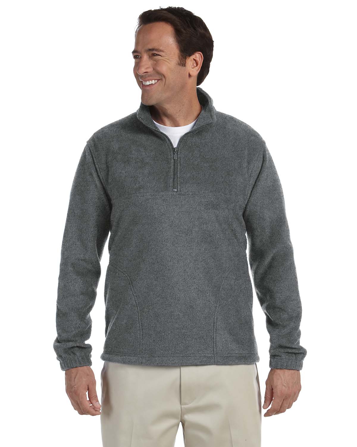 Harriton M980 Men 8 oz. Quarter-Zip Fleece Pullover | GotApparel.com