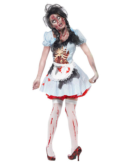 Smiffys 21579S Women Horror Zombie Countrygirl Costume, Blue at GotApparel