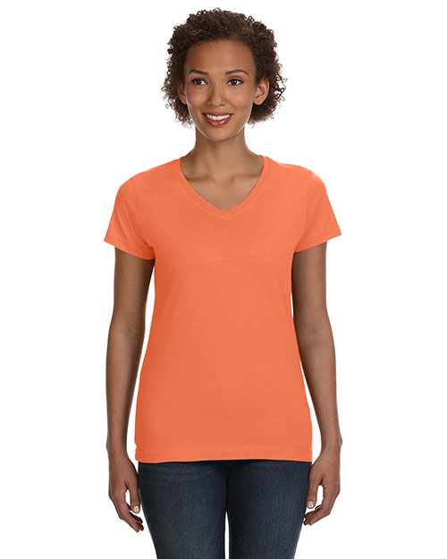 Lat 3507 Women V-Neck Fine Jersey T-Shirt at GotApparel