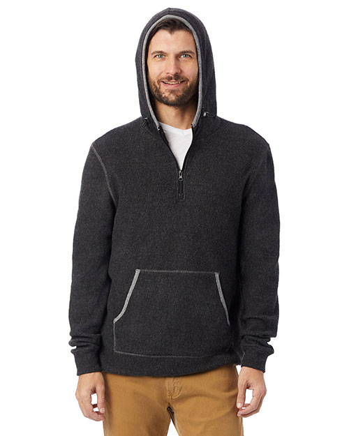 Custom Embroidered Alternative Apparel 43251RT Men Quarter Zip Fleece Hooded Sweatshirt at GotApparel