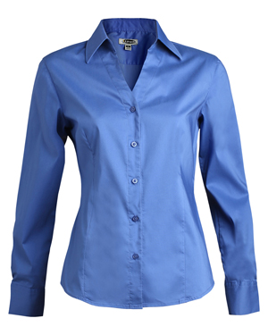 Edwards 5034 Women V-Neck Soft Collar Tailored Long-Sleeve Blouse at GotApparel