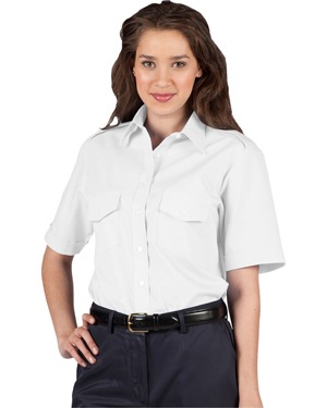 Edwards 5212 Women Traditional Collar Navigator Poplin Short-Sleeve Shirt at GotApparel