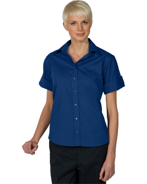 Edwards 5245 Women Matching Buttons Poplin Short-Sleeve Shirt at GotApparel