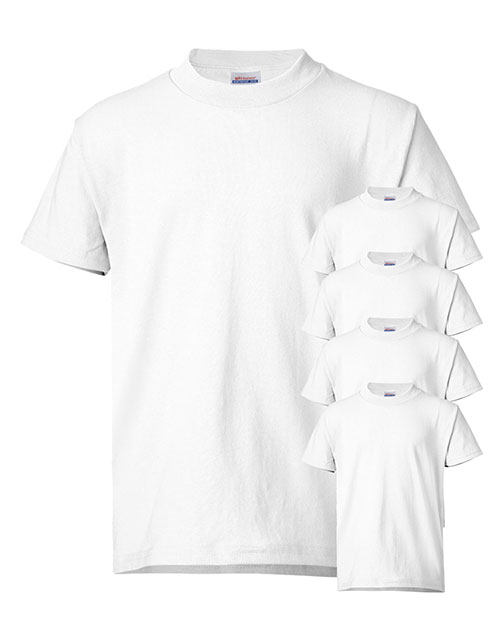 Hanes 5370 Boys 5.2 Oz. 50/50 Comfort Blend Eco Smart T-Shirt 5-Pack at GotApparel