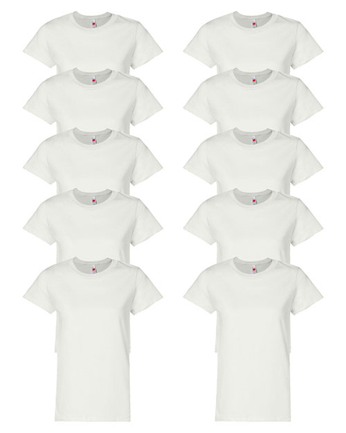 Hanes 5680 Women 5.2 Oz. Comfort Soft Cotton T-Shirt 10-Pack at GotApparel