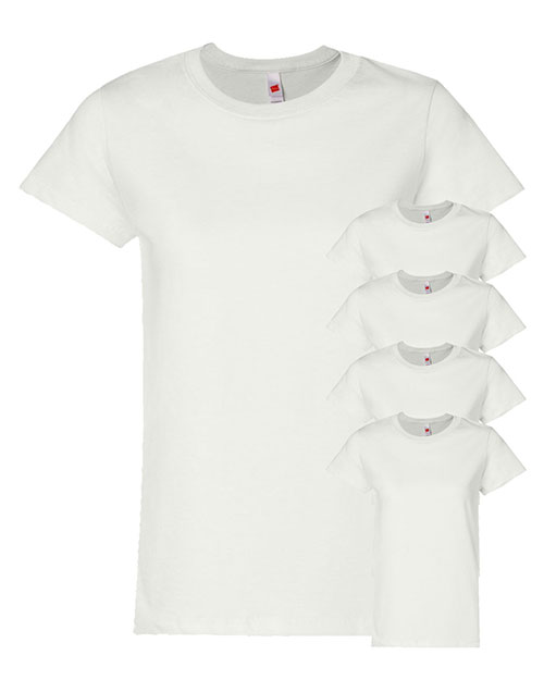 Hanes 5680 Women 5.2 Oz. Comfort Soft Cotton T-Shirt 5-Pack at GotApparel
