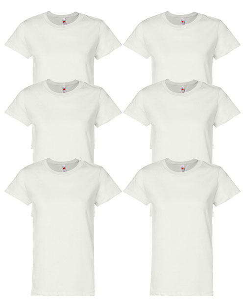 Hanes 5680 Women 5.2 Oz. Comfort Soft Cotton T-Shirt 6-Pack at GotApparel