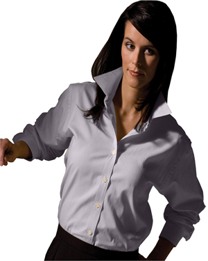 Edwards 5975 Women Long-Sleeve Pinpoint Oxford Shirt at GotApparel