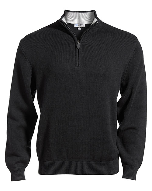 Edwards 712 Men Long-Sleeve Inner Collar Quarter-Zip Cotton Blend Sweater at GotApparel