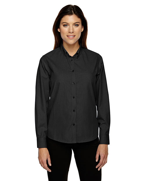 North End 77040 Women Echelon Wrinkle Resistant Cotton Blend Houndstooth Taped Shirt at GotApparel