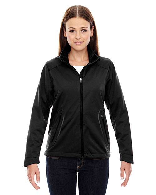 North End 78655 Women Splice Three-Layer Light Bonded Soft Shell Jacket with Laser Welding at GotApparel