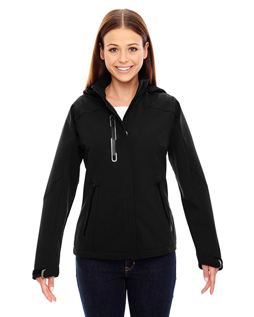 North End 78665 Women Axis Soft Shell Jacket with Print Graphic Accents at GotApparel