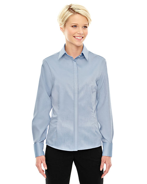North End 78689 Women Refine Wrinkle-Free Two-Ply 80 Cotton Royal Oxford Dobby Taped Shirt at GotApparel