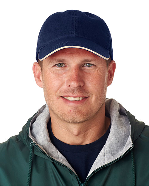 UltraClub 8104 Unisex Classic Cut Chino Cotton Twill Unconstructed Sandwich Cap at GotApparel