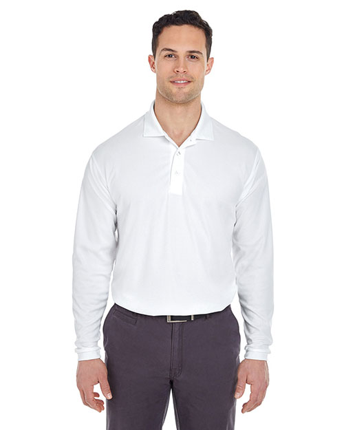 Ultraclub 8210LS Men Cool & Dry Long-Sleeve Mesh Pique Polo at GotApparel