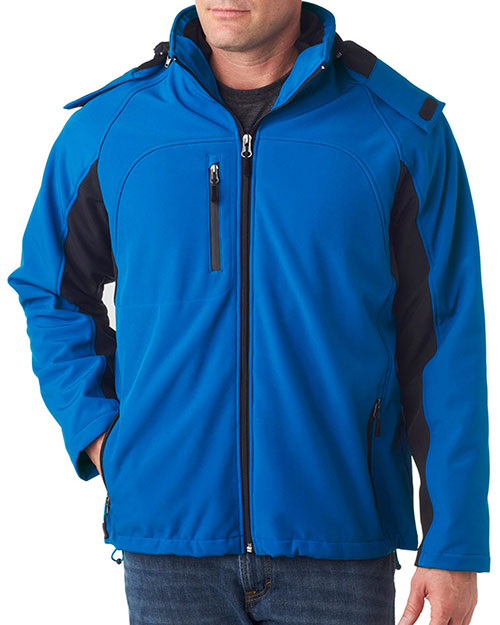 UltraClub 8290 Men Color Block 3-in-1 Systems Hooded Soft Shell Jacket at GotApparel
