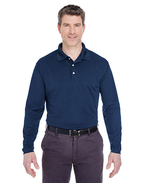 UltraClub 8445LS Men Cool & Dry LongSleeve StainRelease Performance Polo at GotApparel