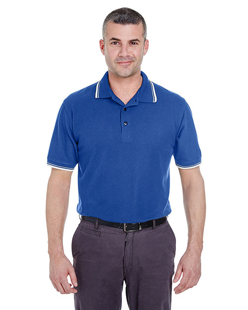 Ultraclub 8545 Men Short-Sleeve Whisper Pique Polo With Tipped Collar And Cuffs at GotApparel