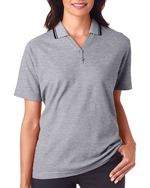 Ultraclub 8546 Women Shortsleeve Whisper Pique Polo With Tipped Collar at GotApparel