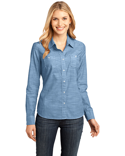 District Made DM4800 Women Long-Sleeve Washed Woven Shirt at GotApparel