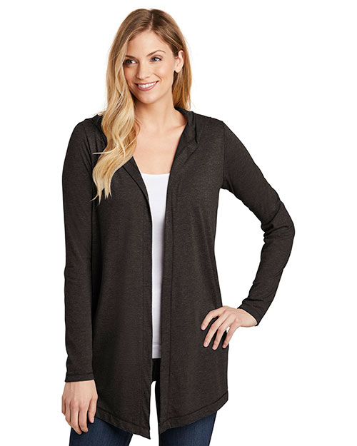 District DT156 Women 4.5 oz Tri Hooded Cardigan at GotApparel