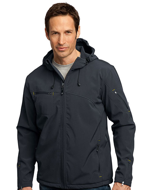 Port Authority J706 Men Textured Hooded Soft Shell Jacket at GotApparel