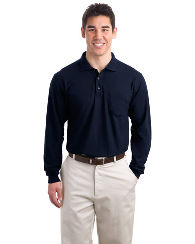 Port Authority K500LSP Men Long-Sleeve Silk Touch Polo With Pocket at GotApparel