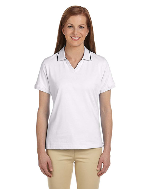 Harriton M140W Women Jersey Polo With Tipping at GotApparel