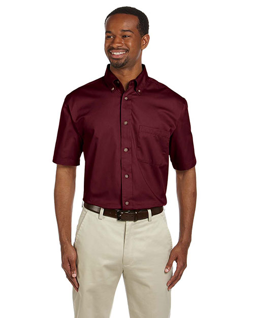 Harriton M500S Men Easy Blend Short-Sleeve Twill Shirt With Stain-Release at GotApparel
