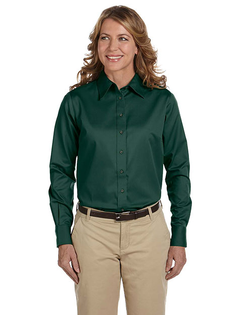 Harriton M500W Women Easy Blend Long-Sleeve Twill Shirt With Stain-Release at GotApparel