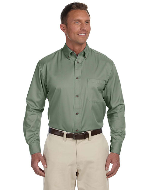 Harriton M500 Men Easy Blend Long-Sleeve Twill Shirt With Stain-Release at GotApparel