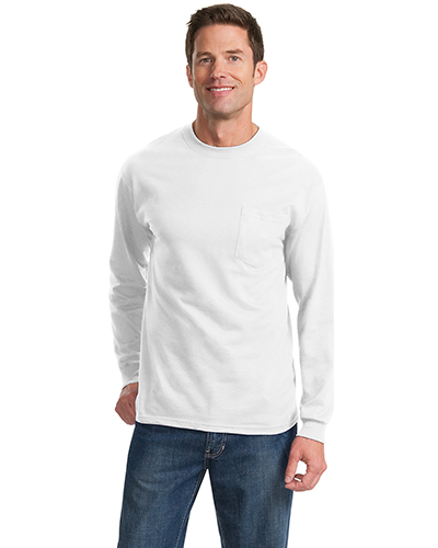 Port & Company PC61LSPT Men Tall Long-Sleeve Essential T-Shirt With Pocket at GotApparel
