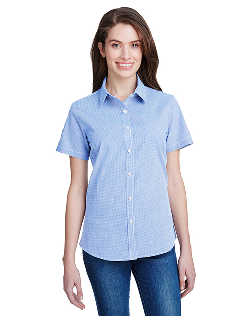 Artisan Collection by Reprime RP321 Ladies 3.7 oz Microcheck Gingham Short-Sleeve Cotton Shirt at GotApparel