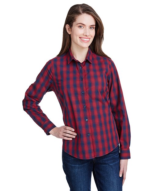 Artisan Collection by Reprime RP350 Ladies 3.7 oz Mulligan Check Long-Sleeve Cotton Shirt at GotApparel