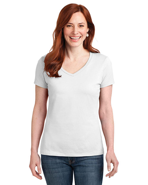 Hanes S04V Women 4.5 oz Nano-T®Cotton V-Neck T-Shirt at GotApparel