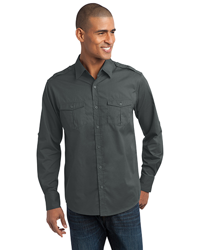 Port Authority S649 Men Stain-Resistant Roll Sleeve Twill Shirt at GotApparel