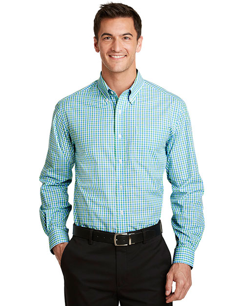 Port Authority S654 Men Long-Sleeve Gingham Easy Care Shirt at GotApparel