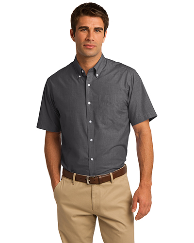 Port Authority S656 Men Short-Sleeve Crosshatch Easy Care Shirt at GotApparel
