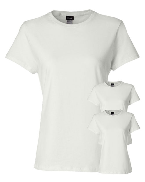 Hanes SL04 Women 4.5 Oz. 100% Ringspun Cotton Nanot T-Shirt 3-Pack at GotApparel