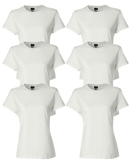 Hanes SL04 Women 4.5 Oz. 100% Ringspun Cotton Nanot T-Shirt 6-Pack at GotApparel