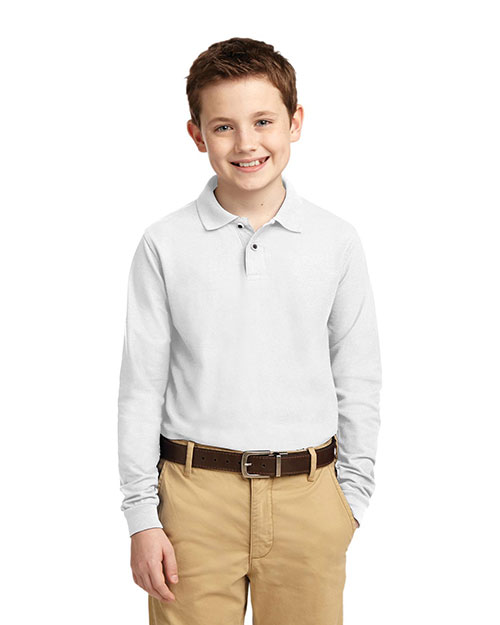 Port Authority Y500LS Boys Long-Sleeve Silk Touch  Polo at GotApparel