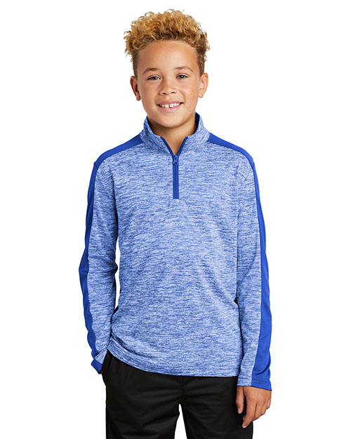 Sport-Tek YST397 Youth 4.1 oz PosiCharge Electric Heather Colorblock 1/4-Zip Pullover
    