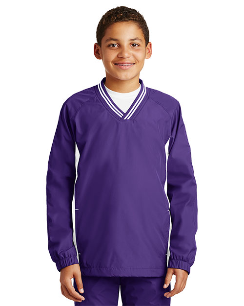 Sport-Tek® YST62 Boys Tipped V-Neck Raglan Wind Shirt at GotApparel