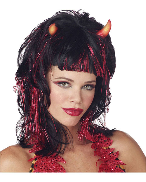 Halloween Costumes MR171003 Unisex Wig Demonica Devil Blk Red at GotApparel
